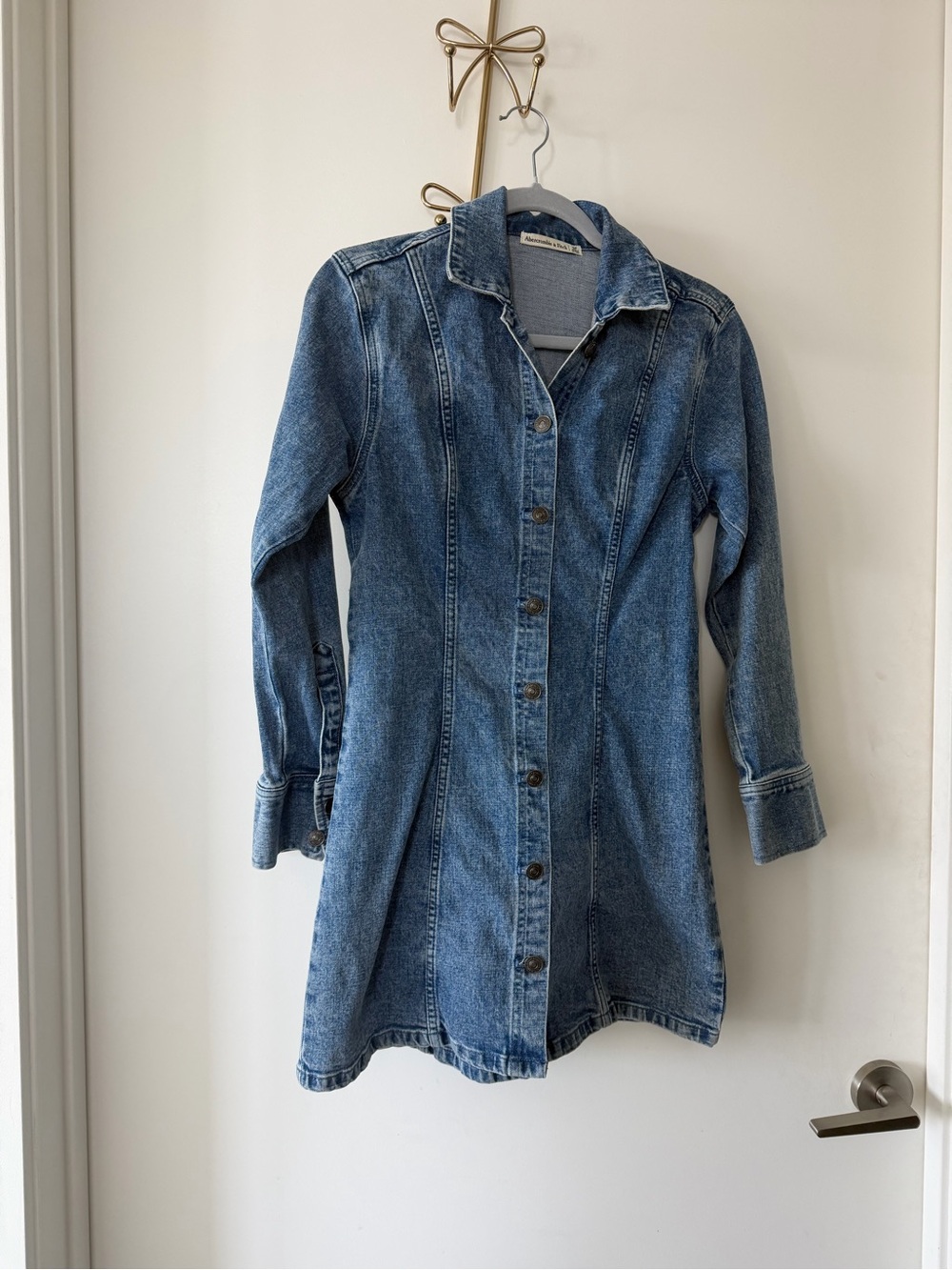 New Denim Button-Front Shirt Dress